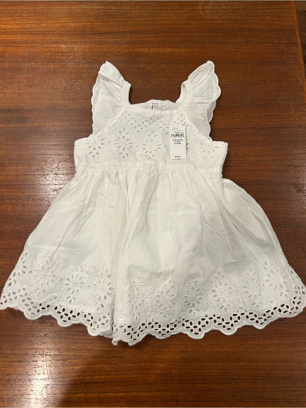 GAP White Eyelet Flutter-Sleeve Dress